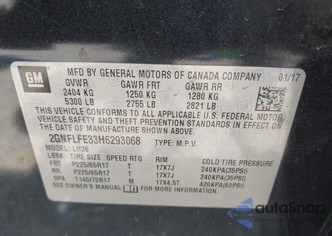 2017 Chevrolet Equinox Lt from USA, damaged, VIN 2GNFLFE33H6293068